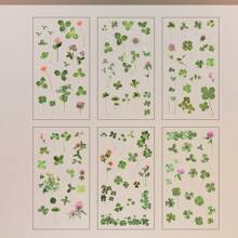 [6pcs/Set] Transparent PET Stickers, DIY Photo Album/Planner/Stationery Decor Stickers, Realistic Plant & Flower, Retro & Ins Style, Multiple Designs Available School Supplies,Back To School