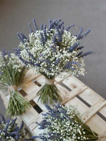 1 Bunch Dried Lavender Flower Bouquet - Multi-Color Mixed Bunch, Suitable For Beauty Salon Decoration, Spring Home Display, Ideal For Christmas, Halloween, Thanksgiving, Valentine's Day, Mother's Day And Other Holidays. Processed To Ensure No Pest Damage.