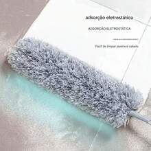 Espanador De Pó Para Limpeza Microfibra Cabo Extensor 2,80m - Cinza Claro - Visão 4