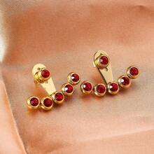 1pair European And American Stainless Steel Can Be Split Into Personalized Front And Rear Two-Wear Stud Earrings For Women's Design Sense Of Advanced Light Luxury Earrings