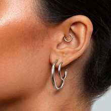 1 Pair Simple C-Shaped Hoop Earrings, 30/40/50/60mm Stainless Steel Open-Hoop Geometric Earrings, Gold Large Circle Earrings For Women, Jewelry Accessories - Open C Earrings - View 4