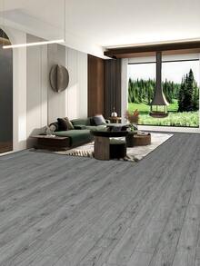 45*200cm加厚即撕即贴地板/墙纸卷，灰色木纹图案，适用于楼梯、浴室、客厅、卧室、阳台地板翻新，可贴于瓷砖上 - 黑底橡木地貼-淺灰 - 查看 15