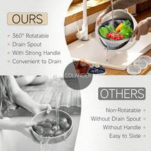 4-1 Colander With Bowl Set - Rotatable Colander Bowl With Measuring Spoons - Fruit Strainer Bowl, Food Strainers And Colanders Funny Presents For Women, Aesthetic Kitchen Gadget Essentials - Beige - 米色 - 查看 5