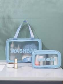 1pc/3pcs PVC Cosmetic Bag Set, Makeup Organizer, Waterproof Toiletry Pouch, Portable Cosmetic Storage Bag, Large Capacity Storage, Ideal For Home And Travel, Back To School,Party Supplies, Festival Gifts For Fall Home Decor