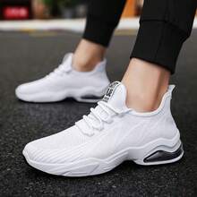 男士时尚百搭休闲运动鞋，透气减震跑步鞋，适合春、夏、秋季户外活动 - 白色 - 查看 3