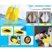 1pc Washing Machine Shoe Bag, Fits All Shoe Types - Yellow With Blue Zipper, Soft Thermal Lined, Ideal For Athletic & Casual Shoes, Laundry Bag, Holiday Essential, Travel Accessory, Graduation Gift - Multicolor - View 7