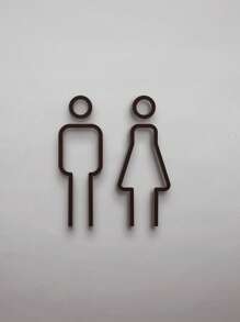 1pc 3D Acrylic Restroom Sign, Unisex - Black And Golden, Easy Door Mount For Hotels And B&Bs, Men's Restroom Women's Restroom Bathroom Wall Stickers Signage Toilet Door Sign WC Signage, Home Decor, Restroom Decor