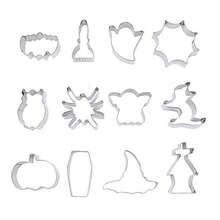 4 件/6 件/12 件万圣节饼干模具、南瓜蝙蝠、幽灵巫婆帽和其他烘焙工具