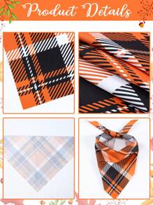 2pcs Fall Dog Bandanas, Thanksgiving Decoration Saliva Towel, Orange & Red & Balck Buffalo Plaid Pet Scarf, Festival Holiday Halloween Bandana For Puppy Medium And Large Dogs Pet Supplies,Autumn Party Favors,24.4 X 17.3 Inches