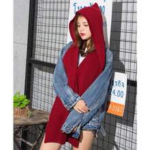 SIQITECHNO Winter Women Hooded Scarf Knitted Hooded Long Scarf Large Head Wrap Scarves For Women Lightweight Warm Shawl - iii - View 10