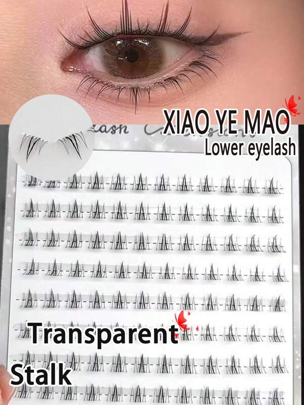 10 Rows Natural-Looking Short Curl Single Cluster Cat Feline Eyelashes, Discreet Wispy Lashes For Beginners, Self-Adhesive