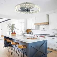 Ceiling Fan With Light, 19.7" Low Profile Flush Mount Ceiling Fans, 3 Color Dimmable LED, 6 Wind Speeds Timing, Remote Control, Reversible Motor For Living Room, Bedroom - trắng - Xem 9