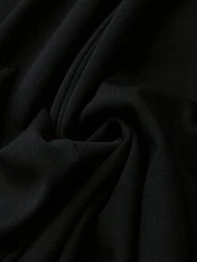 Pantaloni casual cu efect de drapat și nasturi în față - Negru - Vizualizare 3