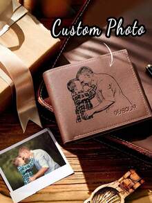 1个定制照片钱包，送给男朋友的礼物，送给男士的礼物，个性化男士钱包，送给爸爸的生日礼物，个性化父亲节礼物，新年魅力 - 黑與白 - 查看 1