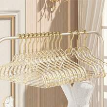 5pcs Acrylic Transparent Invisible Non-Slip Clothes Hangers, High-Quality Wardrobe Organizer Hangers - Gold - View 5