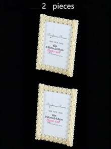 1/2pcs Bright Faux Pearl Decor Photo Frame, 3inch/6inch/7inch/8inch/10inch, Made Of Elegant ABS Plastic, Suitable For Room, Bedroom, Office Picture Display Stands, Home Decor (Randomly Included) - Beige - View 22
