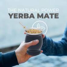 HF 8 Oz Stainless Steel Double-Wall Mate Cup And Bombilla Set - Yerba Mate Set Includes One Yerba Mate Cup, 2 Bombillas Mate (Straw) & Brush - Easy To Clean (Wood)
