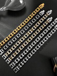 1 件时尚自行车链嘻哈不锈钢手链，个性化朋克珠宝