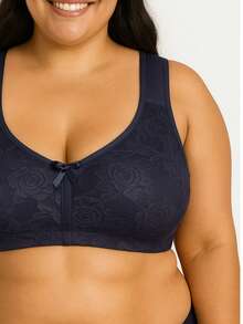 Lace Bra Comfort High Support With Padded Straps Casual-Comfortable Casual-Sporty Cute-Innocence Wireless Unpadded Polyester Sleep Quick Dry High Support - Màu xanh hải quân - Xem 2