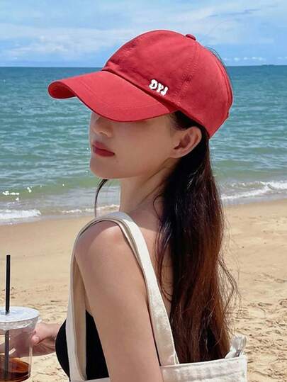 1 件装马尾露背帽纯色休闲遮阳帽纯色防晒骑行运动帽透气防紫外线棒球帽女士，女士字母刺绣棒球帽透气防晒马尾可调节太阳帽，女士时尚简约透气棒球帽可调节防晒户外旅行帽，适合户外活动、旅行、运动、沙滩装
