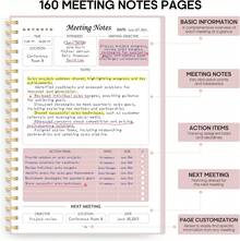 Taja - Cuaderno de reuniones para organización del trabajo, planificador de trabajo con elementos de acción, agenda para tomar notas, 160 páginas (17.5cm x 25.1cm), planificador de proyectos para - rosado (C. rosa) - Ver 2