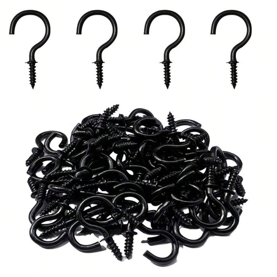 50/100 Pieces Screw Hook, 1 Inch (Approximately 2.5 Cm) Metal Cup Hook Screw Hook Heavy Duty Screw Wood Wall Ceiling Hook Plant Hook Indoor Outdoor For Tableware Craft Basket Lamp Wreath - Bronze, Christmas Decoration, Party Hook - Multicolor - View 1