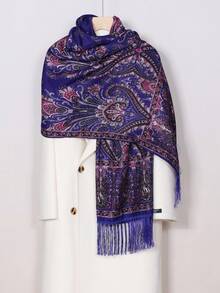 1pc Paisley Pattern Elegant Polyester Scarf, Printed Long Scarf/Shawl For Autumn/Winter - Multicolor - View 7