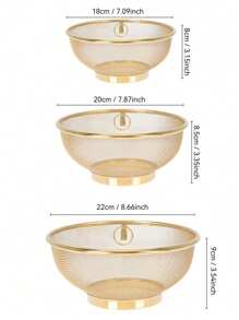 Panier d'égouttage en acier inoxydable, 1 pièce, ensemble de passoire en acier inoxydable doré et argenté, égouttoir à mailles fines, bassin de drainage multifonction, égouttoir à tamis, égouttoir à mailles, égouttoir de cuisine multifonction pour fruits, évier et riz - Panier d'égouttage à mailles fines pour un égouttage efficace - Antirouille et durable