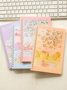 1/4pcs/Set A5 Random Spiral Notebook With Cute Cartoon Cover, 60 Sheets Lined Pages,School Supplies,Back To School - one-size - View 21