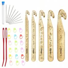 [5 Size Crochet Hook Set] 12mm/15mm/18mm/20mm/25mm Size Crystal Lightweight Plastic Crochet Hook Set For Crochet And Knitting, With Storage Bag And Accessories, Beginner Crochet Kit, Crochet Supplies - Multicolor - View 10