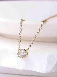 2pcs/Set Circular Zirconia Pendant Double-Layer Chain Necklace, Minimalist & Fashionable, Versatile Diamond Collar Chain Suitable For Women & Girls