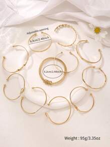 11/5pcs Fashionable Bohemian Style Women Multilayer Bracelet Set, Geometric Heart Textured Open Cuff Bangle, Charming Jewelry Set, Suitable For Daily, Gathering With Friends And Party Wear, Exquisite Holiday Gift