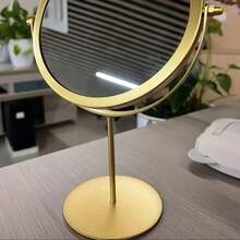 1pc Desktop Makeup Mirror For Women, Dorm And Student Portable High Definition Rotary Vanity Mirror - Gold - View 4