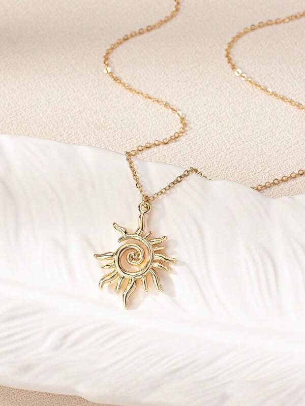 1 Stück simpler Sonnenstrahlen-Anhänger-Halskette für Frauen - Schmuck für den täglichen Gebrauch
