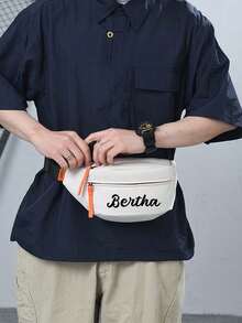 [可定制] 个性化文字/姓名男女通用斜挎包/腰包，日常休闲使用，时尚百搭，小巧轻便，情人节、母亲节、周年纪念日、生日的最佳礼物 - 彩色 - 查看 8