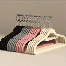 20pcs/10pcs Flocked Hangers, Non-Slip Flocked Suit Pants Clothes Drying Rack Rotating Hook Hangers, Suitable For Suits And Coats, Space Saving (Random Color)