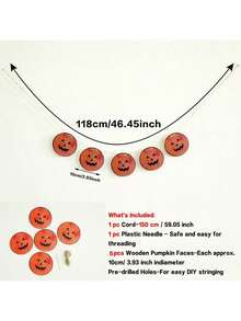 1 件万圣节南瓜花环 - 木制南瓜装饰、秋季家居装饰、万圣节派对装饰、乡村南瓜横幅、南瓜灯串、感恩节花环、秋季壁炉架装饰 - 彩色 - 查看 10