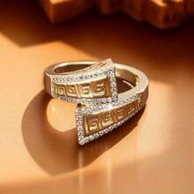 A Hollowed-Out, Exquisite, Cross-Patterned, Personalized Ring, Anniversary Ring, Engagement Ring, Bride's Wedding Ring, Wedding Party Ring, Festival Jewelry Accessory, Daily Casual Accessory, High-Quality Women's Jewelry - 金的 - 查看 8