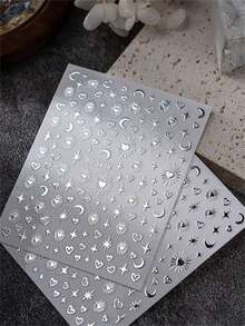 6张波西米亚主题美甲贴纸，包含星星、月亮、图案和心形美甲用品 - 彩色 - 查看 4