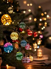 1 件摩洛哥球形太阳能灯串 - 20 个 LED 户外装饰，适用于花园、庭院、门廊、圣诞节、婚礼、派对闪烁仙女灯，具有 8 种模式，太阳能充电，镍电池，户外照明充满活力的户外灯太阳能充电灯