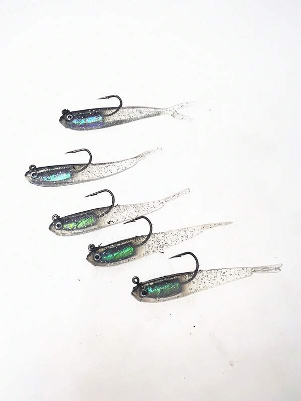 3pcs 7cm Lifelike Grey Fish Soft Lure With Hook, Saltwater And Freshwater Simulated Perch & Bass Fishing Bait Accessories