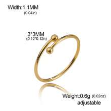 LIKGREAT 1 Pc Women's Stainless Steel Double-Ended Spiral Ball Adjustable Open Ring, Fashionable Minimalist Design, Gift
