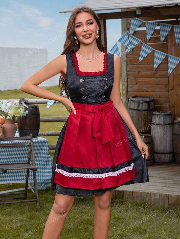 Robe nuisette du carnaval d'Halloween de la série sombre, costume de servante du festival de la bière allemande, tenue COS