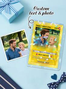 1 pièce Carte photo personnalisée, carte personnalisée avec photo, carte de portefeuille en PVC personnalisée avec texte, transformée en style anime. Cadeau pour la fête des pères, cadeau d'anniversaire, cadeau pour maman, cadeau pour la fête des mères, cadeau pour elle/lui, cadeau pour maman/papa