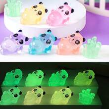 Figuras miniatura brillantes y lindas de panda de resina, figuras en miniatura de panda que brillan en la oscuridad, modelo de mini animal panda de resina micro para decoración del jardín, del hogar, manualidades DIY, decoración de fiestas y vacaciones, pequeño regalo