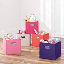 RiverRidge Kids 02-097 Juego de 2 contenedores plegables, color rosa fuerte - Rosa Fucsia - Ver 9