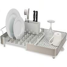 Joseph Joseph Extend Steel Expandable Dish Drying Rack With Removable Cutlery Holder Swivel Draining Spout, Stainless Steel - Đá ánh sáng - Xem 8
