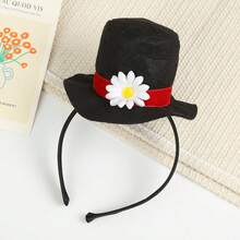 Diadema de sombrero mágico negro para niños, decoración de margaritas, accesorio para disfraz, aro para el pelo para Halloween y fiestas. - Negro - Ver 5