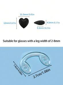 透明超柔软硅胶眼镜鼻托，一对可爱心形硅胶眼镜固定器，一体式鼻托，水滴形鼻托 - 舒适贴合眼镜框配件鼻托，一体式眼镜鼻托，眼镜耳夹耳钩防旅行必需品旅行配件度假暑假返校 - 彩色 - 查看 11