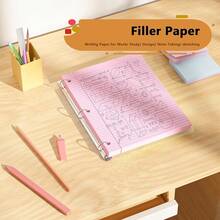 White Loose Leaf Paper 130 Sheets Filler Paper 8 * 10.5 College Ruled 3-Hole Punched 3-Ring Binders Notebook Lined 8 X 10.5 - Hồng 1 gói - Xem 3